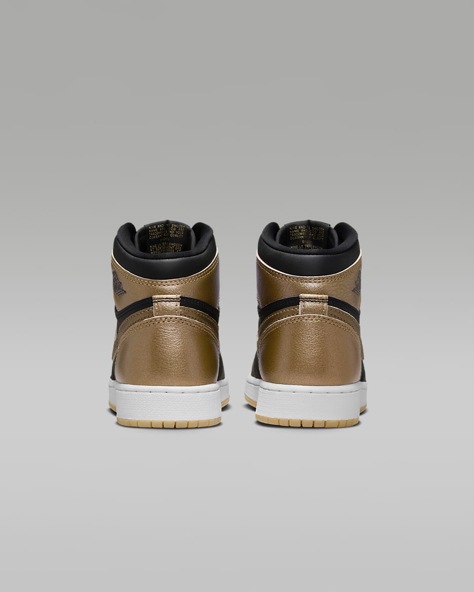 Air Jordan 1 High OG Black and Gold Big Kids Shoes. Nike